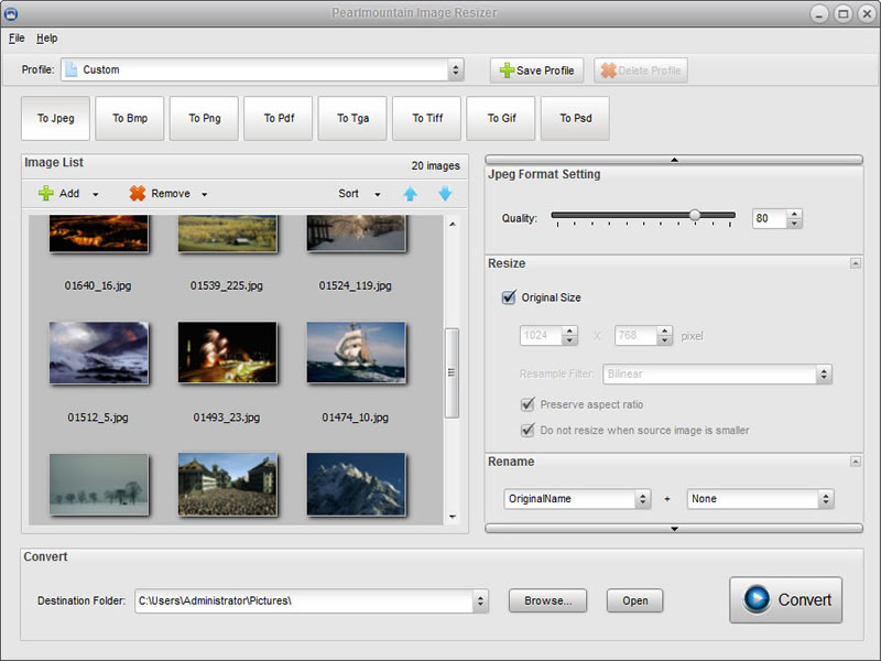 Convert and resize thousands images with just a few mouse clicks.