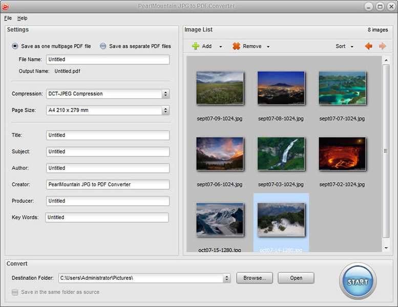 Batch convert JPG images to PDF files with a few mouse clicks.